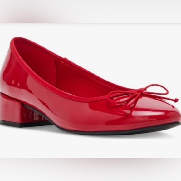 Madden Girl Shoes - Madden Girl Twirley red patent Block-Heel round toe bow Ballet SZ 9.5